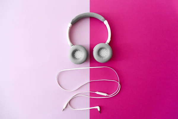 Modern Headphones Earphones Color Background — Stock Photo, Image