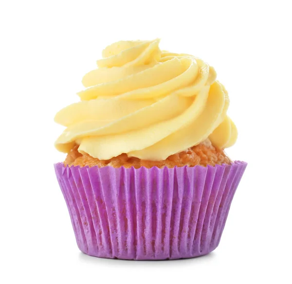 Heerlijke Cupcake Witte Achtergrond — Stockfoto