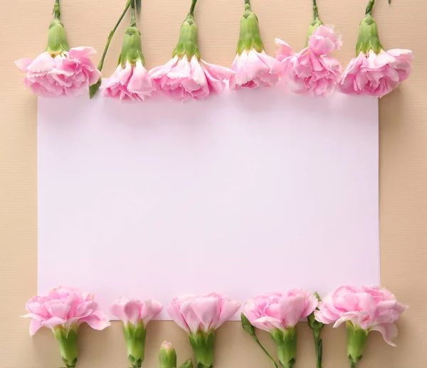 Beautiful Flowers Blank Card Color Background — Stock Photo, Image