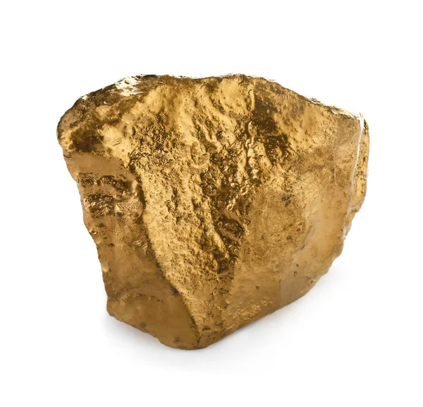 Goldnugget Auf Weißem Hintergrund — Stockfoto