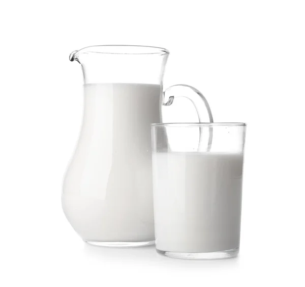 Werper Een Glas Melk Witte Achtergrond — Stockfoto