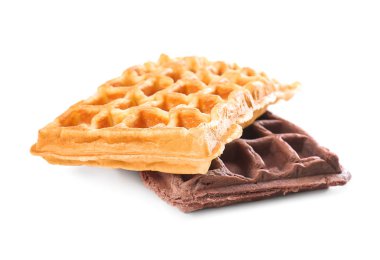 Beyaz zemin üzerine lezzetli waffle
