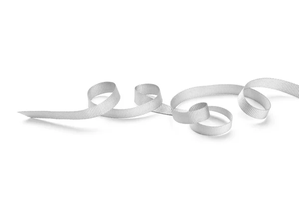 Silver Ribbon White Background — Stock Photo, Image