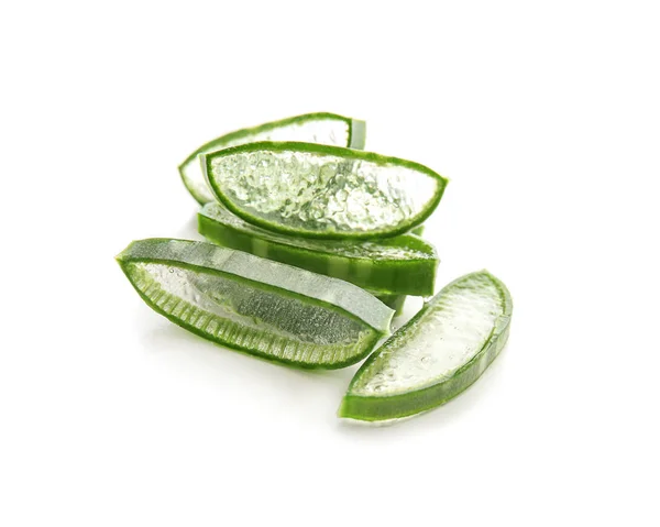 Slices Aloe Vera White Background — Stock Photo, Image