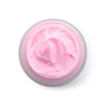 Beyaz arka plan üzerinde vücut kremi ile jar