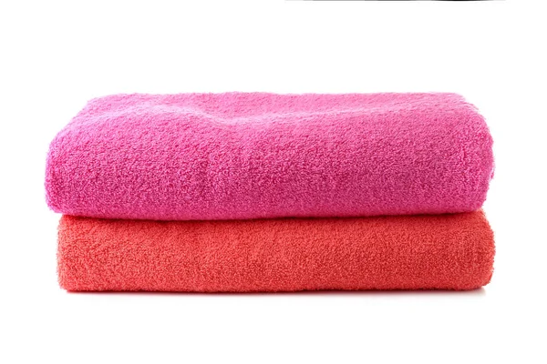 Stack Colorful Towels White Background — Stock Photo, Image