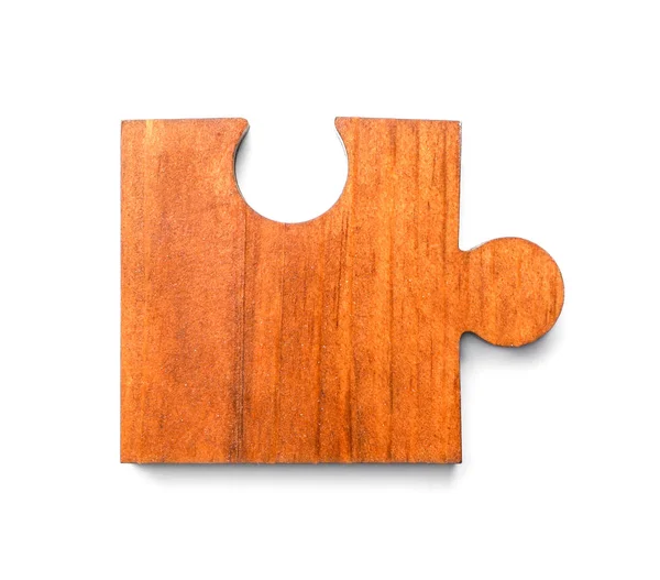 Beyaz Arka Plan Üzerinde Ahşap Puzzle Parçası — Stok fotoğraf