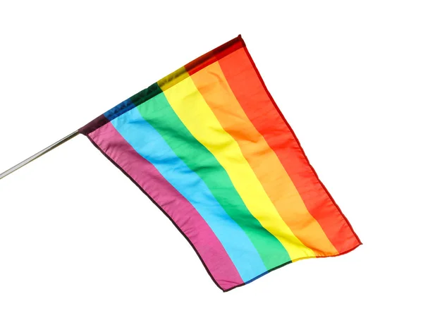Lgbt の白い背景の上の虹色の旗 — ストック写真