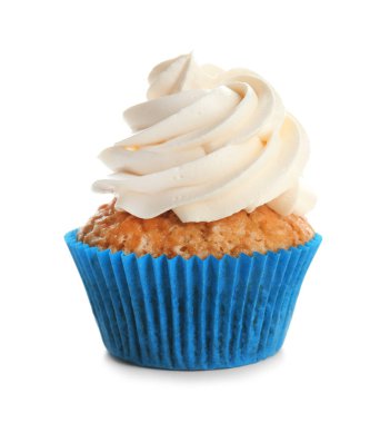 beyaz zemin üzerinde leziz cupcake