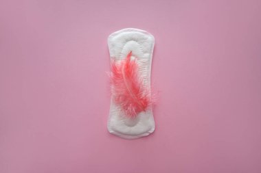 Renk arka plan üzerinde tüy ile adet pad