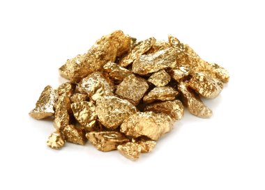 Beyaz zemin üzerine altın nuggets