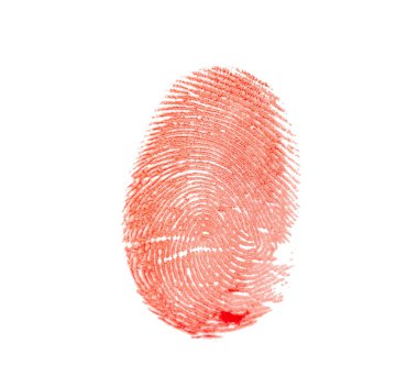 Beyaz arka plan üzerinde kanlı parmak izi