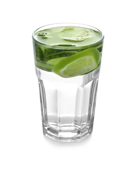 Vaso Agua Fresca Pepino Sobre Fondo Blanco —  Fotos de Stock