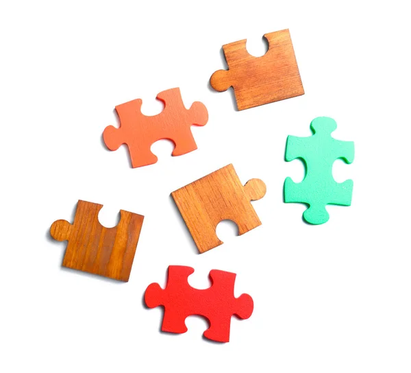 Kousky Puzzle Bílém Pozadí — Stock fotografie