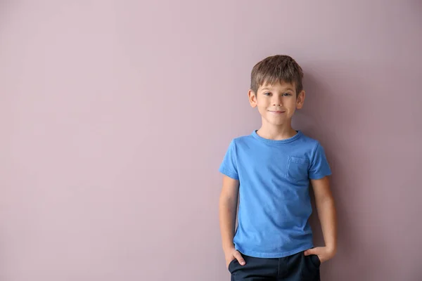 Cute Little Boy Shirt Color Background — Stock Photo, Image