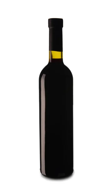 Botella Vino Tinto Sabroso Sobre Fondo Blanco — Foto de Stock