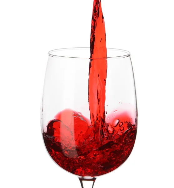 在白色背景下倒入玻璃的美味葡萄酒 — 图库照片