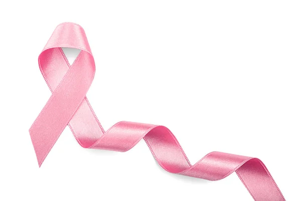 Pink Ribbon White Background Breast Cancer Concept — Stock Photo, Image