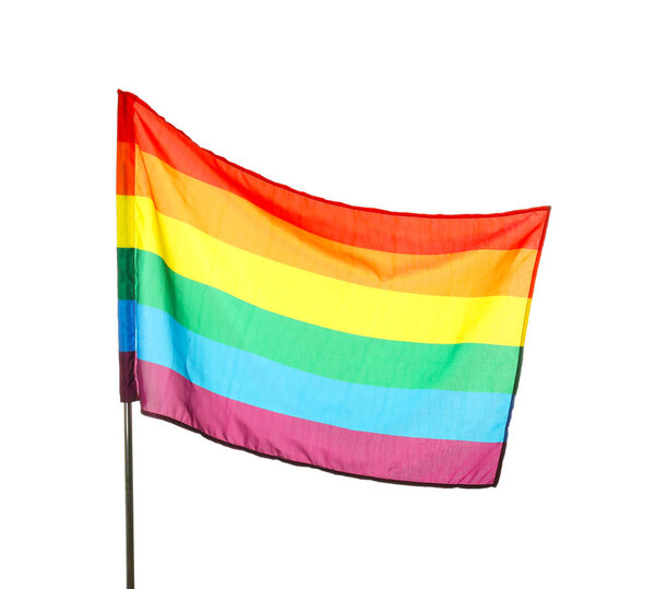 Rainbow flag of LGBT on white background