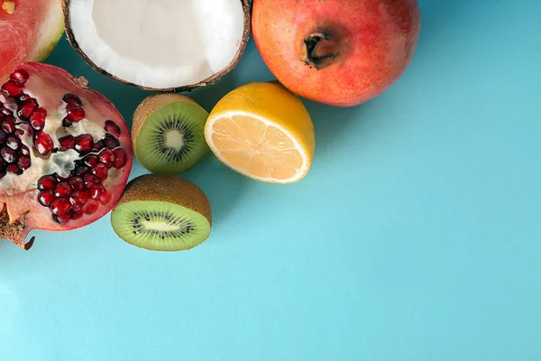 Various Delicious Exotic Fruits Color Background — Stock Photo, Image