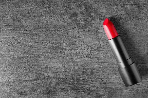 Bright Lipstick Grey Background Top View — Stock Photo, Image