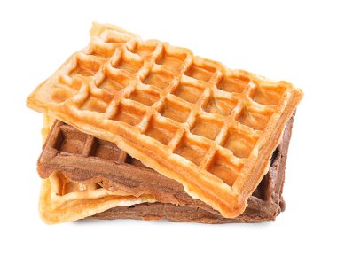 Beyaz zemin üzerine lezzetli waffle
