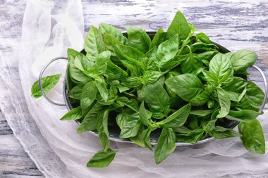 Masada yeşil Taze Fesleğenli sepeti