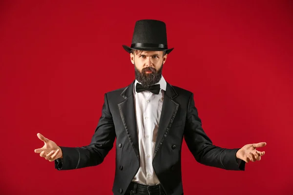 Male Magician Color Background — Stock Photo, Image