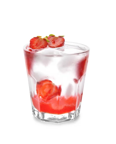 Frisse Zomer Cocktail Glas Witte Achtergrond — Stockfoto