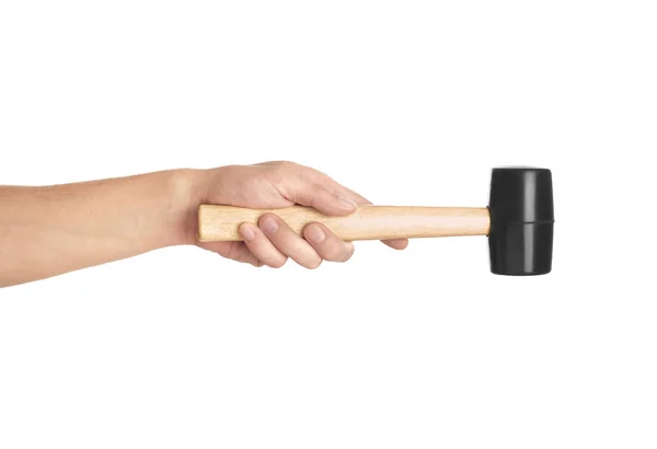 Male Hand Hammer Isolated White — Stock Photo, Image