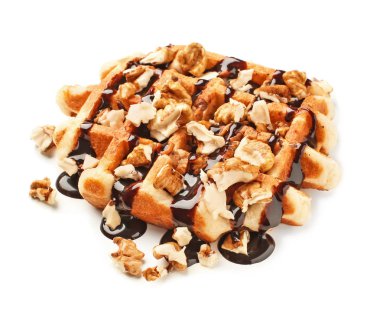 Fındık ve beyaz zemin üzerine çikolata tepesi ile lezzetli gözleme