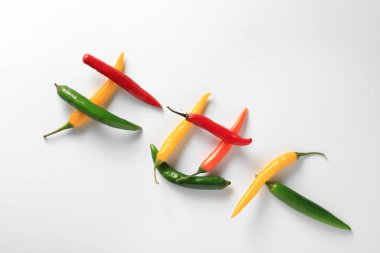 Word sıcak biber beyaz zemin üzerine yapılmış