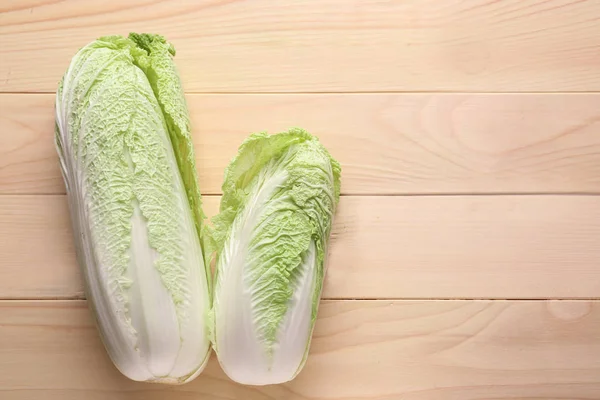 Fresh Cabbages Wooden Background — Stock Photo, Image