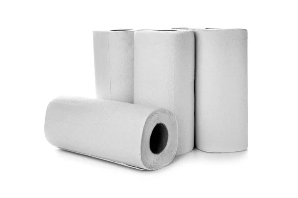 Рулоны Бумажных Полотенец Белом Фоне — стоковое фото