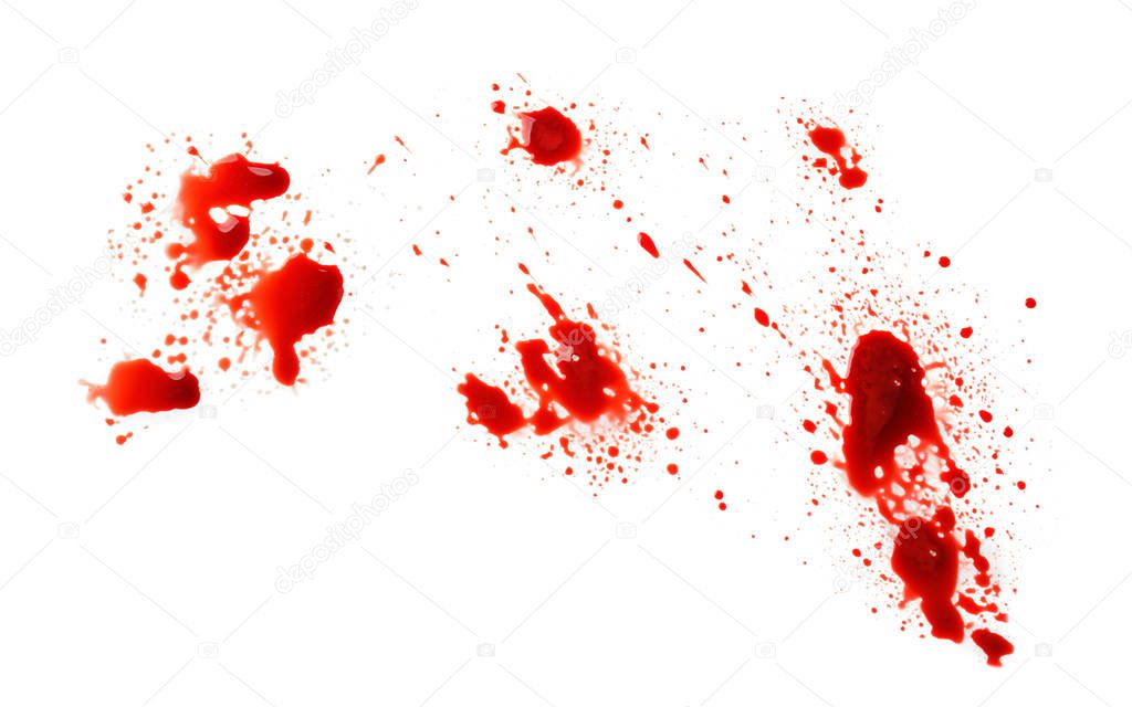 Blood splashes on white background