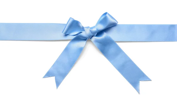 Blue Ribbon Bow White Background — Stock Photo, Image