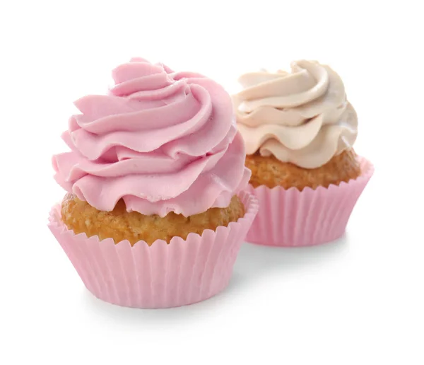 Νόστιμο Cupcakes Άσπρο Φόντο — Φωτογραφία Αρχείου