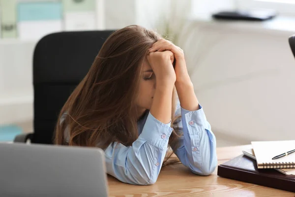 Upset Young Woman Office — Stock Photo, Image