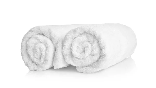 Asciugamani Puliti Laminati Sfondo Bianco — Foto Stock