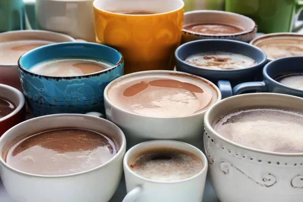 Many Cups Tasty Aromatic Coffee Table Closeup — Stock Photo, Image