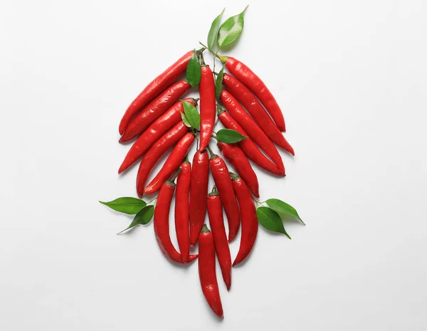 Bunch Made Fresh Chili Peppers White Background — Stock Photo, Image