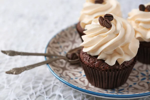 Gâteaux Chocolat Savoureux Sur Assiette Gros Plan — Photo