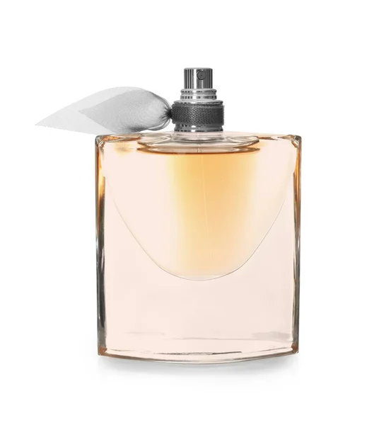 Transparent Bottle Perfume White Background — Stock Photo, Image
