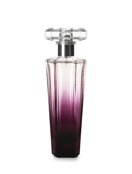 Frasco Transparente Perfume Sobre Fundo Branco — Fotografia de Stock