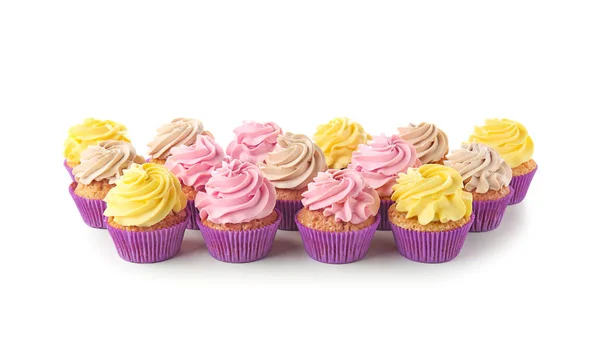 Delicious Cupcakes White Background — Stock Photo, Image