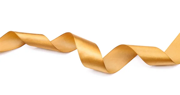 Beautiful Golden Ribbon White Background — Stock Photo, Image