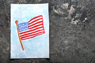 Amerikan ulusal bayrak gri masada suluboya resim