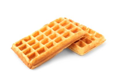 Beyaz zemin üzerine lezzetli waffle