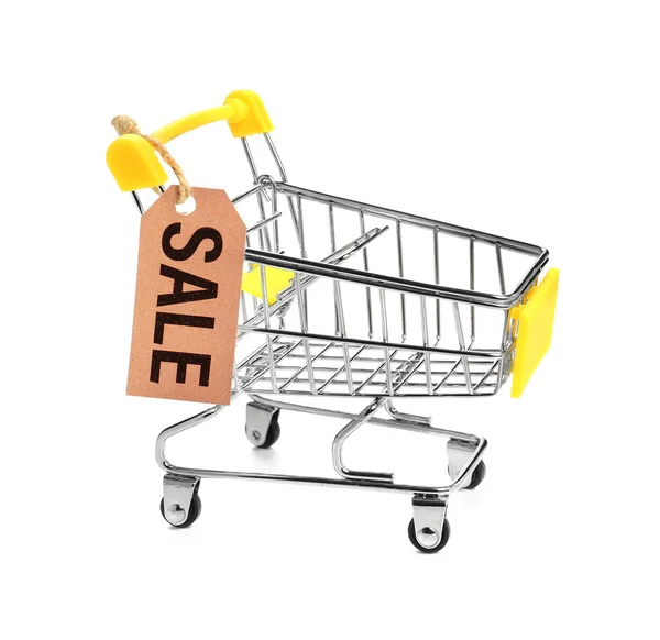 Empty Shopping Cart White Background Hot Sale Concept — Stock Photo, Image