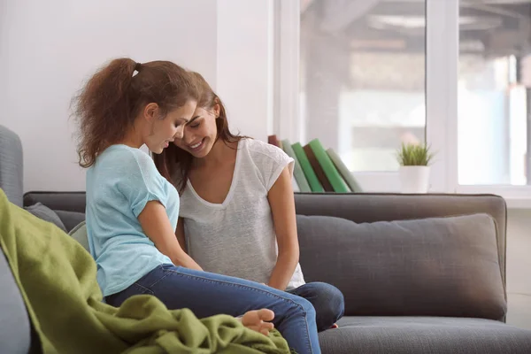 Happy Young Lesbian Couple Home — Stock Photo, Image